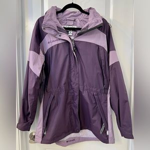 Columbia waterproof jacket in purple and lilac; Size Large